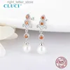 Stud CLUCI 925 Sterling Silver Rosso Bianco Zircone Cubico Perla Donne Etniche Orecchini con perno Raccordi Festa di Nozze SE177SB YQ231211