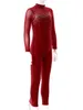 Stage Wear Filles Danse Unitard À Manches Longues Figure Patinage Sur Glace Combinaison Une Pièce Body Performance Corps Complet Gymnastique Justaucorps Dancewear