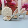 Robe chaussures 2023 sandales de perles blanches mariage et sac ensemble mode talons hauts grande fête bout ouvert mince