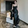 Vestidos casuais insta outono estilo ocidental jovem vestido retro preto idade reduzindo cinta elegante para mulheres