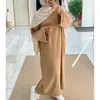 Etniska kläder Corduroy Abaya Winter med sidopicket tjock varm Eid Ramadan Islamiska högkvalitet Muslimska kvinnor långärmad blygsam klänning 231208