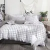 Bedding sets Solstice Home Textile Black Lattice Duvet Cover Pillowcase Bed Sheet Simple Boy Girls Sets Single Twin Double Beds 231211