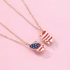 Chains Rose Necklaces Women Chain American Flag Butterfly Necklace Children's Good Friends Splice Alloy Dropping Oil Magnet