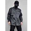 Мужские куртки Темное винтажное пальто Восковой дизайн Рубашка с длинными рукавами Свободные комбинезоны в стиле технической одежды Пышный красивый топ