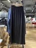 Etekler vintage siyah ince bölünmüş uzun kadınlar yaz pamuk elastik yüksek bel düz midi katı basit tatlı faldas şık