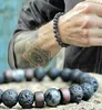 Braccialetti con diffusore per aromaterapia con bracciale in pietra lavica bouddha con perline di pietra di luna nera per uomo9164334