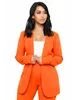 Women's Two Piece Pants Blazers And Sets Women Bright Orange 22 Spring Autumn Fashion Office Lady Slim Long Sleeve Solid Color Suits