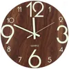 Zegar ścienny świetlisty zegar 12-calowy drewniana cicha kuchnia, która nie bójczy z nocnymi światłami do salonu w pomieszczeniach wewnętrznych/na zewnątrz