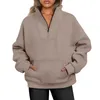 Women's Hoodies Half Zip Sweatshirt Quarter Solid Color Cropped Pullover Fall Clothing