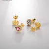 スタッドVEWANT NEW 925 STERLING SILVER GOLD GOLD CZZ FLOWER RAINBOW STUD EARING PIERCING 2023 Luxury Fine Jewelry Gift YQ231211