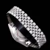 Haute qualité diamant boîte en acier inoxydable mouvement mécanique hommes bracelet de luxe femmes montre ensemble