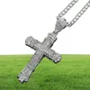 Hip Hop Cross Diamonds Pendant Halsband för män Religiösa Golden Silver Luxury Halsband Rostfritt stål Kubankedjedyckel2396933