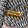 Luxurious Crystals Collar Long Hermes Women's Coats Designer Metal Buttons Wool Coats Womens 121158