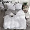 Bedding sets Solstice Home Textile Black Lattice Duvet Cover Pillowcase Bed Sheet Simple Boy Girls Sets Single Twin Double Beds 231211