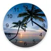 Wall Clocks Beach Sunset Ocean Scenery Silent Home Cafe Office Decor For Kitchen Art Large 25cm