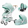 Poussettes # Luxueux bébé poussette 3 en 1 chariot de voyage portable landaus pliants cadre en aluminium haute voiture de paysage pour né L230625 OTP15