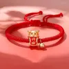 Charm Armbanden Creatieve Chinese Dierenriemtekens Draak Goud Kleur Hanger Voor Vrouwen Handgemaakte Rode Touw Geluk Sieraden Gift