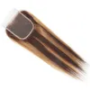 Syntetiska peruker markerade raka mänskliga hårbuntar med 4x4 HD-spetsstängning Förplånad P4/27 Färg Peruviansk Remy Hair Extvention 220g/Set 231211
