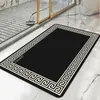 Mattor Super Absorberande badrumsmatta Dusch Snabbtorkning Diatomaceous Earth Mat Black Yellow Decoration Luxury Carpet Antislip Bath 231211