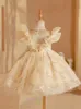 Kız elbiseler Noel bebek boncuk vaftiz elbisesi kızlar elbisesi yürümeye başlayan çocuklar için düğün düğün 1. doğum günü partisi prenses tutu akşam 231211