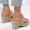 Jurk Schoenen Vrouwen Glijbaan Sandalen Espadrille Platform Wedge Mode Open Teen Stro Zomer Slipper Comfy Casual 2023Dames