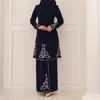 Ethnic Clothing 2 Pieces Set Malaysia Muslim Women Abayas Embroidered Tops Long Maxi Skirt Eid Kaftan Turkey Islamic Arab Dresses Dubai