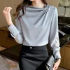 Frauen Blusen 2024 Frühling Koreanische Frauen Chiffon Shirts Büro OL Langarm Shirt Falten Pullover Damen Tops