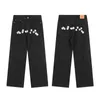 Men's Jeans 2023 Cyber Y2K Fashion Dice Print Black Baggy Pants Men Clothing Straight Cotton Loose Women Long Trousers Pantaloni Uomo