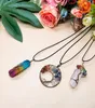 3 pièces pendentif arbre vie collier en cristal de Quartz Chakra pierre précieuse cuivre argent Wrap2884389