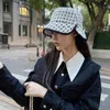 Berets Autumn-Winter Damski kapelusz kubełkowy Retro Classic Houndstooth Wzór rybacki ciepłe lady koreańskie wędkarstwo