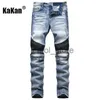 Calças masculinas Kakan - Europeu e americano casual slim fit reto zíper plissado jeans primavera e outono novos esportes jeans longos masculinos23-001 J231208