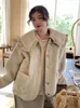 Trenchs de femmes Manteaux 2023 Automne Kawaii Vêtements Vintage Solide Manteau Femmes Lâche Mignon Dentelle Col Volant Poupée En Peluche Laine Veste Outwear