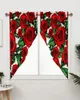 Curtain Valentine'S Day Flower Red Rose Curtains For Bedroom Window Living Room Triangular Blinds Drapes