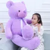 Poux en peluche 40120cm Giant Purple Bear Toys Hug Figurine Ribbon Teddy Valentin Day Birthday Cépier pour Girlfriend Boy 231211