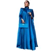 Plus Size Kleider Größe VONDA Damen Stehkragen Elegantes Satinkleid Lange Fledermausärmel Abend Plissee Maxi Sommerkleid Lässige Feste Robe 230520