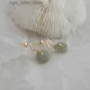 Stud Pure Natural Jade Biżuteria 14K żółte złoto kolczyki dla kobiet Aretes de Mujer Szmaragdowy kamień 14 K Złote Kolor Kobiety Kobiety YQ231211