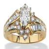 18-krotny złoty pierścionek luksusowy biały szafir dwupoziomowy 925 srebrny diamentowy impreza ślubna Pierścienie ślubne Rozmiar 6-13196c