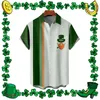 Męskie koszule męskie wiosna i lato St. Patricks Day Single Breamed Shirck Shirt Lapel Full Print Short Sleeve Graphic T