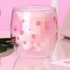 Cat Claw Paw Coffee Mug Cartoon Cute Milk Juice Home Office Cafe Cherry Pink Pink Double Glass Paw Cup Q121526N