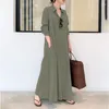 Ubranie etniczne Eleganckie vintage długie rękawa Zrzuć kołnierz pojedynczy piersi luźna sukienka koszuli muzułmanin maxi dubai abaya caftan