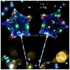 Décoration de fête LED Love Heart Star Forme Ballon Lumineux Bobo Ballons avec des lumières de chaîne 70cm Pole Night Light pour la décoration de mariage Dhlj0