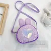 Flickor söta paljetter kanin öronhandväskor barn tecknad kärlek hjärtkunny singel axelväska mode barn messenger väskor z5939