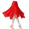 Stage Wear Jupe de danse latine mi-longue pour femme Salle de bal 360 degrés Salsa Rumba Waltz Jupes de flamenco pour la pratique