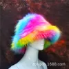Hoeden met brede rand Emmerhoeden verkopen kleurrijke vossenbont pothoed vissershoed imitatiebont casual mode dames warme ronde hoed 231211