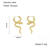 Hoop Earrings Stainless Steel 18K Gold Plated Tassel Snake For Women Girl Wedding Party Punk Jewelry Gift E2187