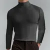 Erkek Tişörtleri Sonbahar Kış Kış Yüksek Boyun Uzun Kollu Gömlek Erkek Giyim Düz Renk İnce Fit Tshirt Erkek Sokak Giyim Sıradan S-3XL Boyut