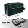 Cosmetic Bags And Gold Veins Agate Marble Texture Travel Toiletry Pure Teal Gemstone Makeup Bag Beauty Storage Dopp Kit