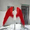 Костюмированные красивые бело-красные мультяшные крылья ангела с перьями для показа мод, реквизит для свадебной съемки, косплей, игра, костюм 273H
