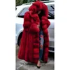 Fashion Long Hiver Hooded Faux Fur Coat lâche épaisse chaude plus taille artificielle veste femmes manches extérieures à manches extérieures