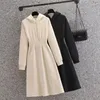 Casual Dresses Women's Mid-Length Drawstring Hooded Dress 2023 Autumn Winter Korean Style All-Matched